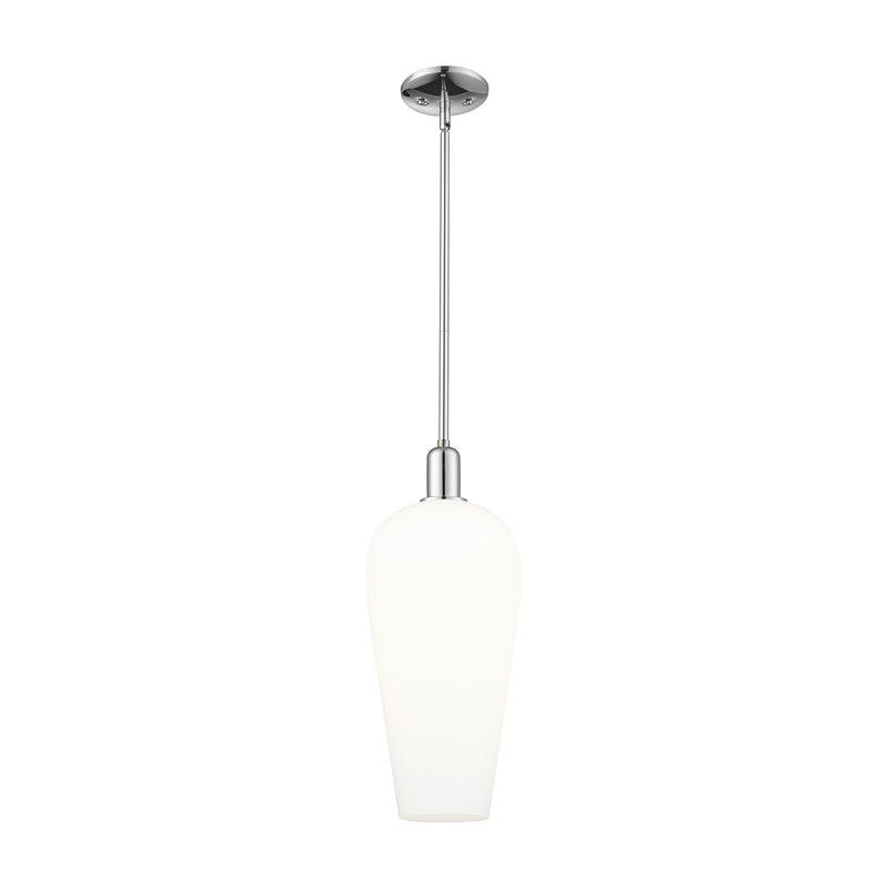 Innovations Chelsea 8in 1-Light Mini Pendant | Industrial Polished Chrome and White Glass | Kitchen Island & Dining Room | 8 x | Model 716-1S-PC-G456-8WH