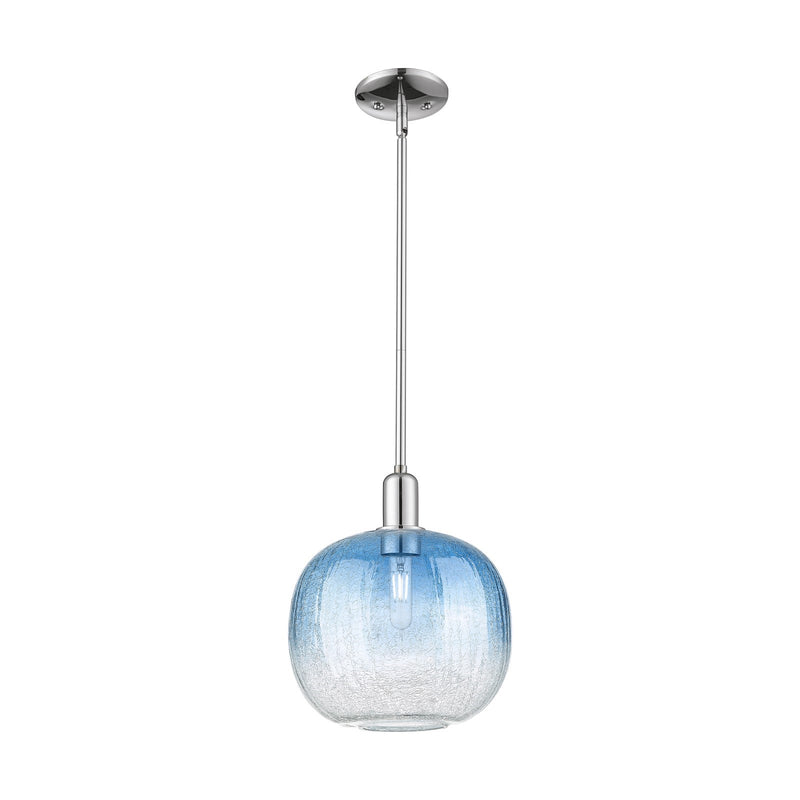 Innovations Brookhaven Sphere 10.5in 1-Light Mini Pendant | Industrial Polished Chrome and Sapphire Blue Glass | Kitchen | Model 716-1S-PC-G481-10SB