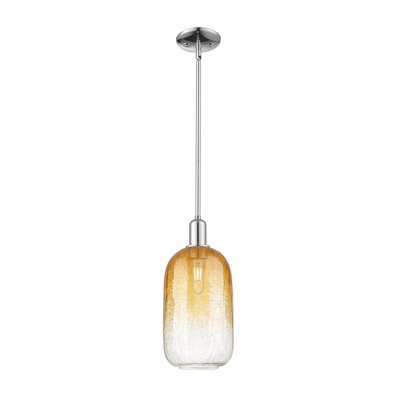 Innovations Brookhaven Cloche 7in 1-Light Mini Pendant | Industrial Polished Chrome Steel and Amber Glass | Kitchen Island & | Model 716-1S-PC-G482-7AM