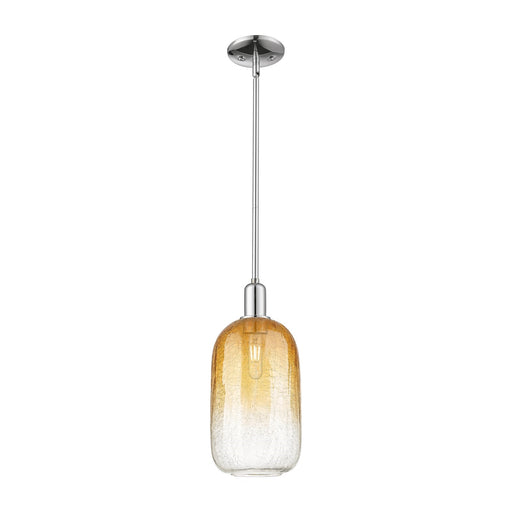 Innovations Brookhaven Cloche 7in 1-Light Mini Pendant | Industrial Polished Chrome Steel and Amber Glass | Kitchen Island & | Model 716-1S-PC-G482-7AM