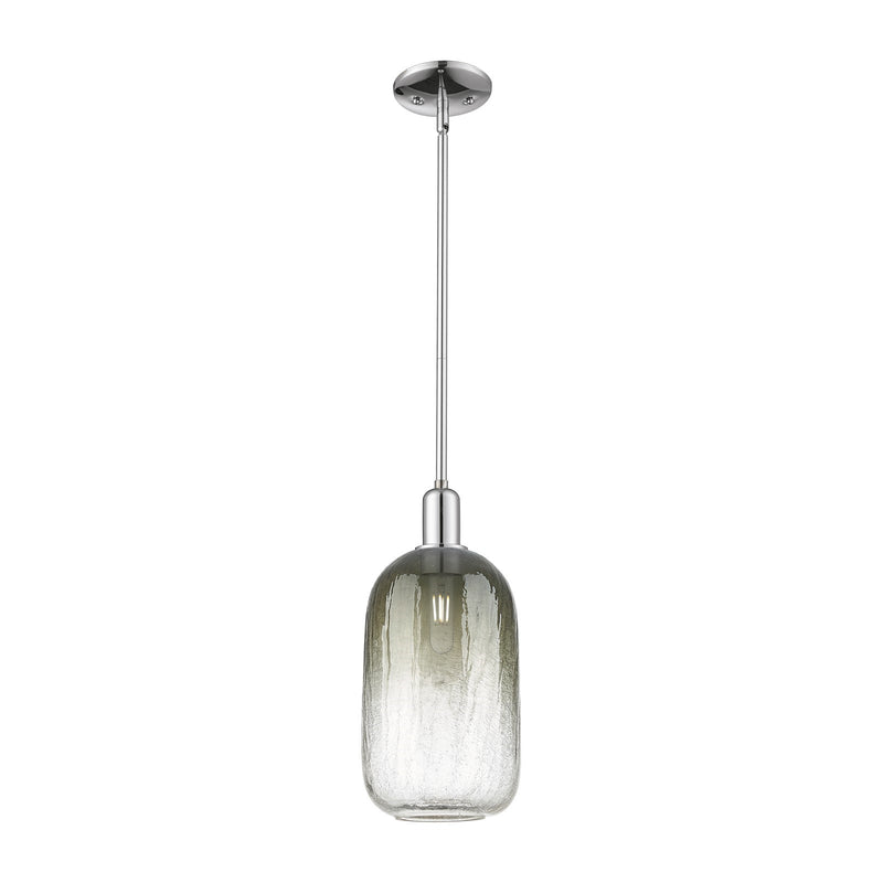 Innovations Brookhaven Cloche 7in 1-Light Mini Pendant | Industrial Polished Chrome Steel and Slate Glass | Kitchen Island & | Model 716-1S-PC-G482-7SL