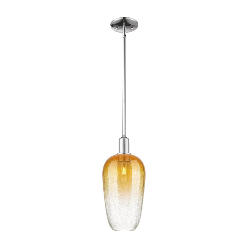 Innovations Brookhaven Flute 7in 1-Light Mini Pendant | Industrial Polished Chrome Steel and Amber Glass | Kitchen Island & | Model 716-1S-PC-G484-7AM