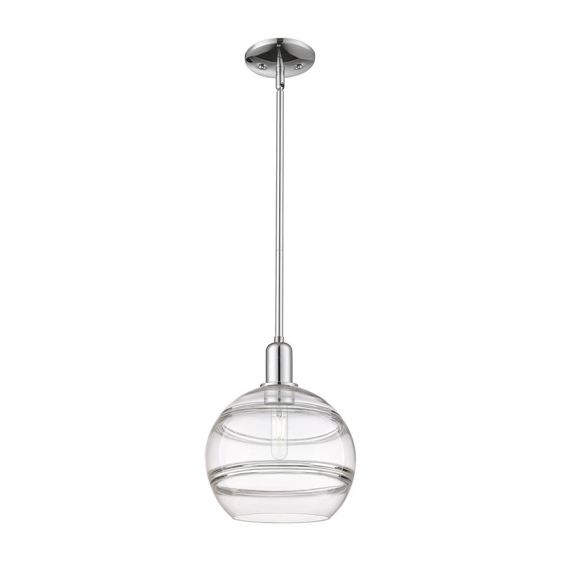 Innovations Rochester 10in 1-Light Mini Pendant | Industrial Polished Chrome Steel and Clear Glass | Kitchen Island & Dining | Model 716-1S-PC-G556-10CL