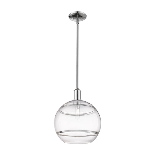 Innovations Rochester 12in 1-Light Mini Pendant | Industrial Polished Chrome Steel and Clear Glass | Kitchen Island & Dining | Model 716-1S-PC-G556-12CL