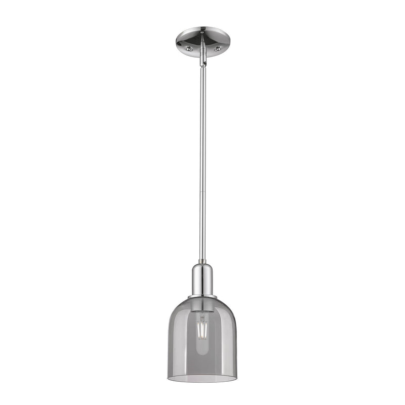 Innovations Bella 5.5in 1-Light Mini Pendant | Industrial Polished Chrome and Light Smoke Bell Glass | Kitchen Island & Dining | Model 716-1S-PC-G558-6SM