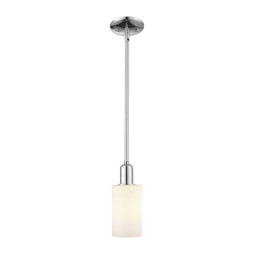 Innovations Clymer 4in 1-Light Mini Pendant | Industrial Polished Chrome Steel and Matte White Glass | Kitchen Island & Dining Room | Model 716-1S-PC-G801