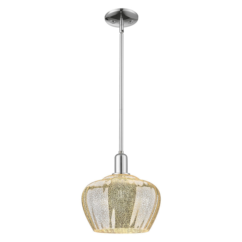 Innovations Fenton 11in 1-Light Mini Pendant | Industrial Polished Chrome and Mercury Ribbed Glass | Kitchen Island & Dining Room | Model 716-1S-PC-G96-L
