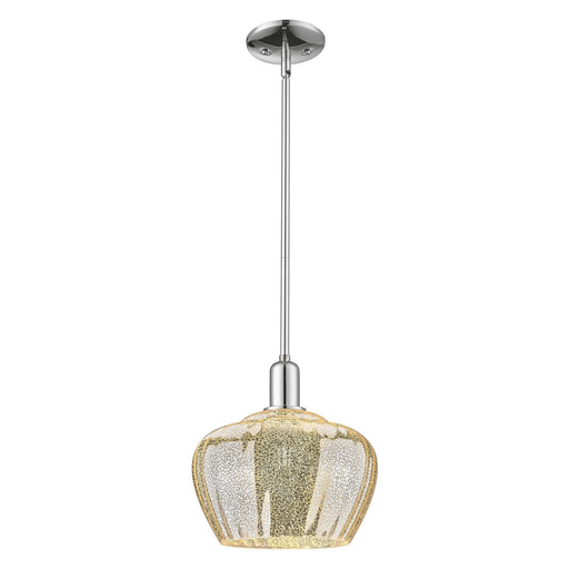 Innovations Fenton 11in 1-Light Mini Pendant | Industrial Polished Chrome and Mercury Ribbed Glass | Kitchen Island & Dining Room | Model 716-1S-PC-G96-L