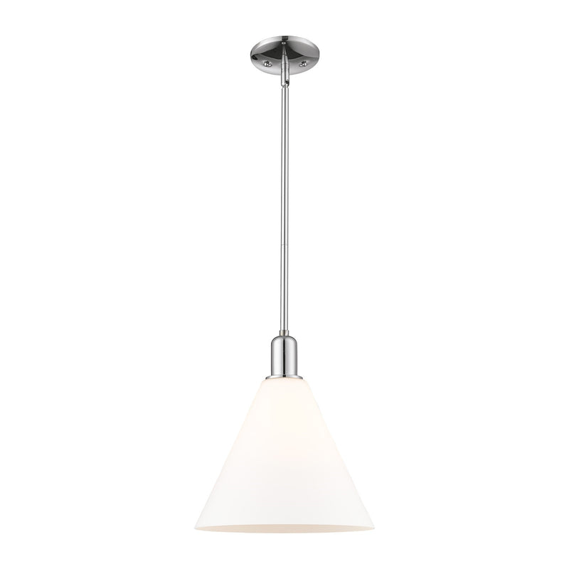 Innovations Berkshire Glass 12in 1-Light Mini Pendant | Industrial Polished Chrome and Matte White Glass | Kitchen Island & | Model 716-1S-PC-GBC-121