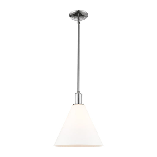 Innovations Berkshire Glass 12in 1-Light Mini Pendant | Industrial Polished Chrome and Matte White Glass | Kitchen Island & | Model 716-1S-PC-GBC-121