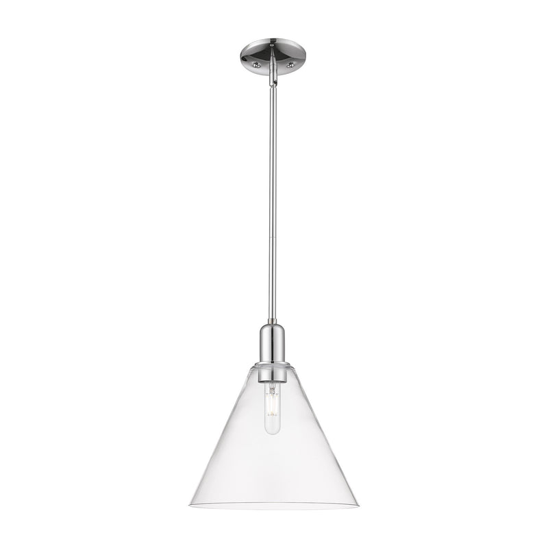 Innovations Berkshire 12in 1-Light Mini Pendant | Industrial Polished Chrome Steel and Clear Glass | Kitchen Island & Dining | Model 716-1S-PC-GBC-122