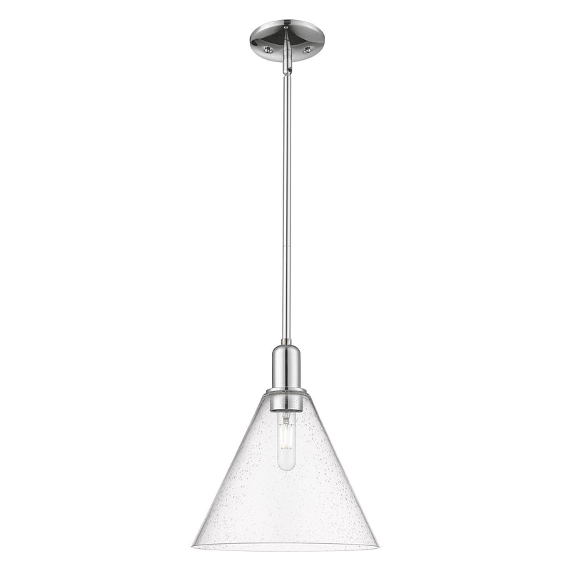 Innovations Berkshire Glass 12in 1-Light Mini Pendant | Industrial Polished Chrome Steel and Seedy Glass | Kitchen Island & | Model 716-1S-PC-GBC-124