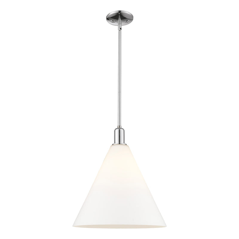 Innovations Berkshire Glass 16in 1-Light Mini Pendant | Industrial Polished Chrome and Matte White Glass | Kitchen Island & | Model 716-1S-PC-GBC-161