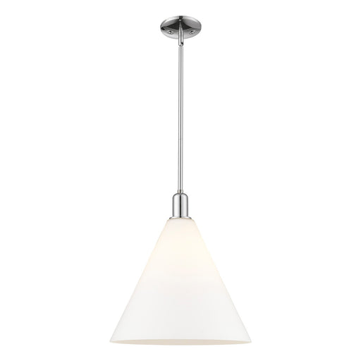 Innovations Berkshire Glass 16in 1-Light Mini Pendant | Industrial Polished Chrome and Matte White Glass | Kitchen Island & | Model 716-1S-PC-GBC-161