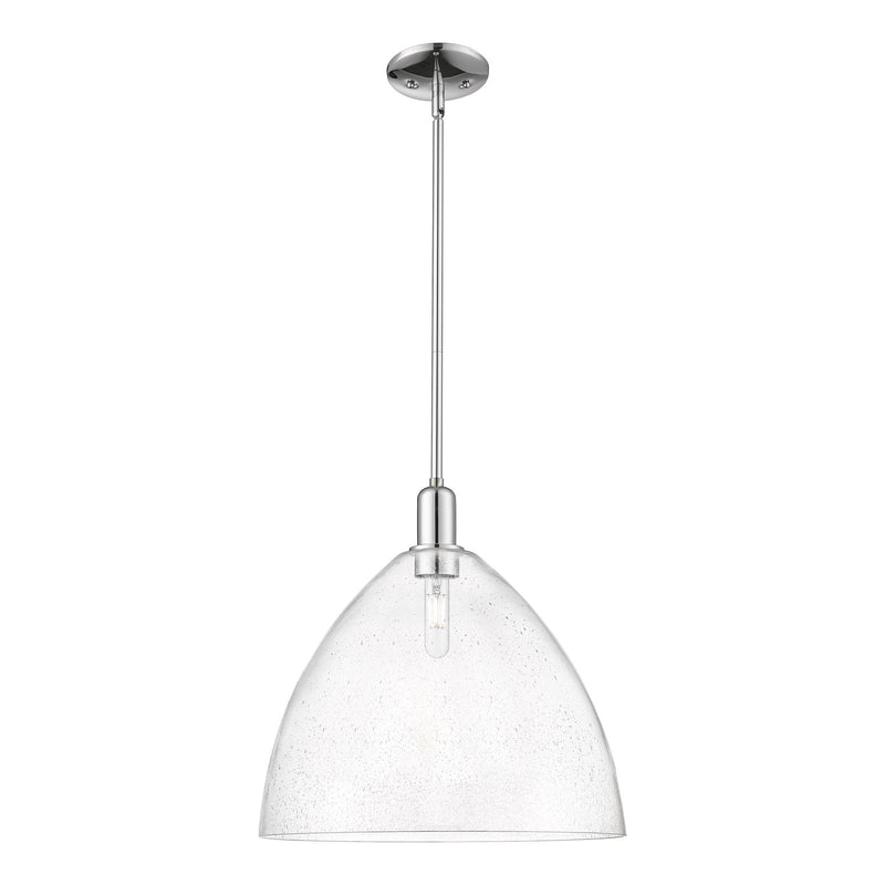 Innovations Berkshire Glass 16in 1-Light Mini Pendant | Industrial Polished Chrome and Seedy Glass | Kitchen Island & Dining | Model 716-1S-PC-GBC-164