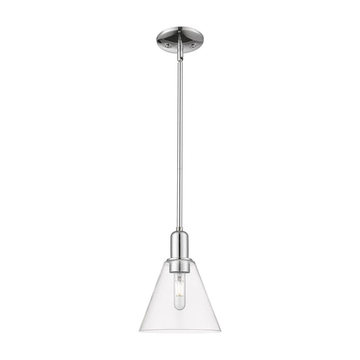 Innovations Berkshire Glass 8in 1-Light Mini Pendant | Industrial Polished Chrome Steel and Clear Cone Glass | Kitchen Island & | Model 716-1S-PC-GBC-82