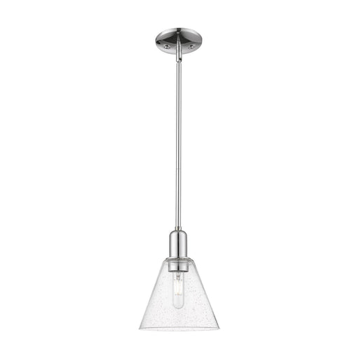 Innovations Berkshire Glass 8in 1-Light Mini Pendant | Industrial Polished Chrome Steel and Seedy Glass | Kitchen Island & Dining | Model 716-1S-PC-GBC-84