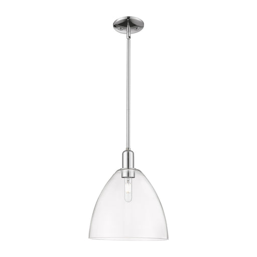 Innovations Bristol 12in 1-Light Mini Pendant | Industrial Polished Chrome Steel and Clear Glass | Kitchen Island & Dining Room | Model 716-1S-PC-GBD-122