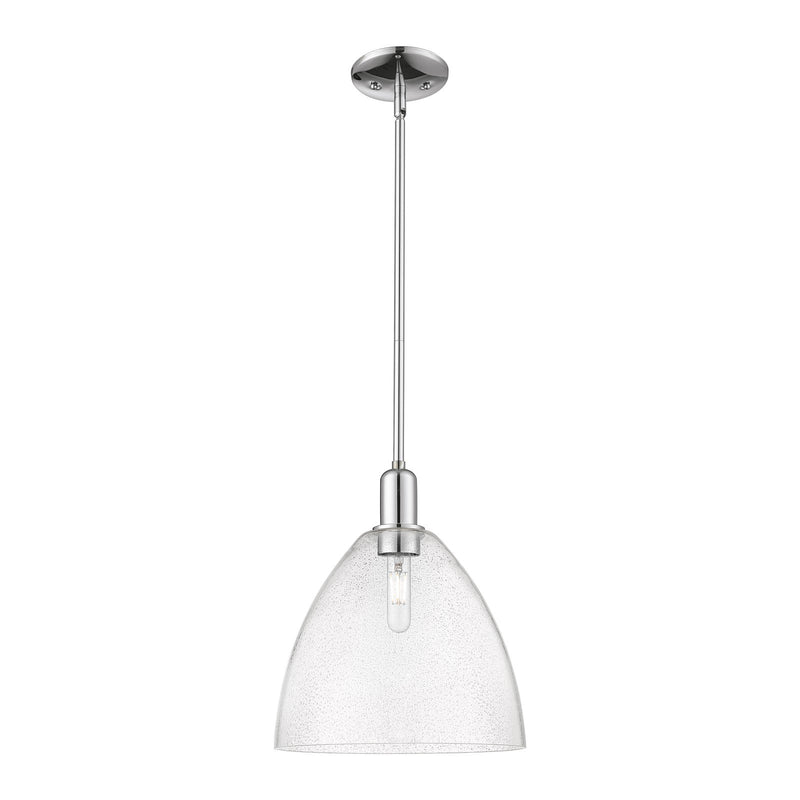 Innovations Bristol 12in 1-Light Mini Pendant | Industrial Polished Chrome Steel and Seedy Glass | Kitchen Island & Dining Room | Model 716-1S-PC-GBD-124