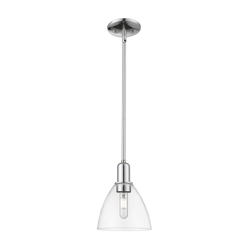 Innovations Lighting Bristol 7.5in 1-Light Mini Pendant | Industrial Polished Chrome and Clear Glass | Kitchen Island & Dining | Model 716-1S-PC-GBD-752