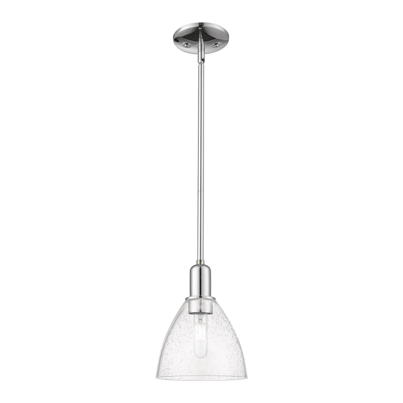 Innovations Bristol 7.5in 1-Light Mini Pendant | Industrial Polished Chrome Steel and Seedy Glass | Kitchen Island & Dining Room | Model 716-1S-PC-GBD-754