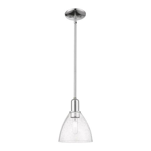 Innovations Bristol 7.5in 1-Light Mini Pendant | Industrial Polished Chrome Steel and Seedy Glass | Kitchen Island & Dining Room | Model 716-1S-PC-GBD-754