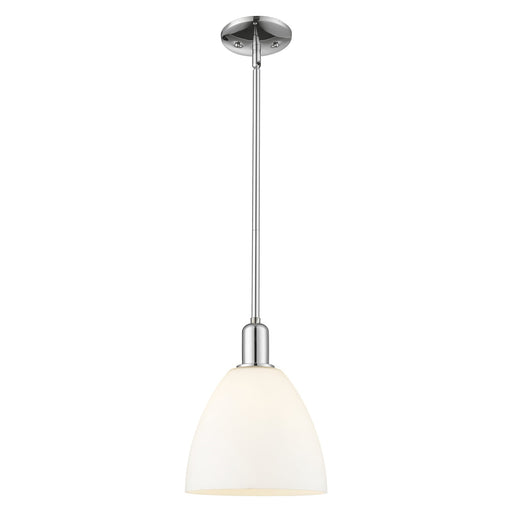 Innovations Bristol 9in 1-Light Mini Pendant | Industrial Polished Chrome Steel and Matte White Glass | Kitchen Island & Dining | Model 716-1S-PC-GBD-91
