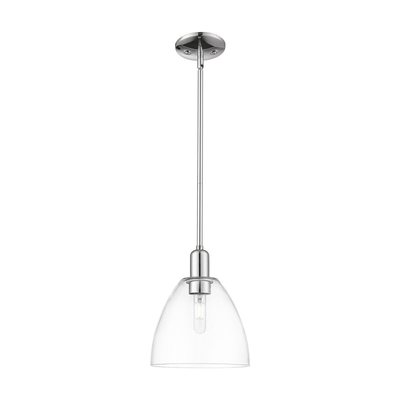 Innovations Bristol 9in 1-Light Mini Pendant | Industrial Polished Chrome Steel and Clear Glass | Kitchen Island & Dining Room | Model 716-1S-PC-GBD-92