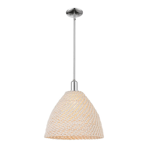 Innovations Woven Rattan 16in 1-Light Mini Pendant | Industrial Polished Chrome and Natural Fiber Shade | Kitchen Island & | Model 716-1S-PC-RBD-16-NAT
