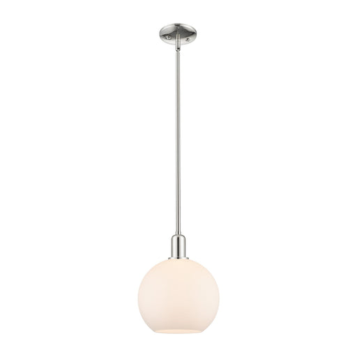 Innovations Athens 10in 1-Light Mini Pendant | Industrial Polished Nickel Steel and Matte White Glass | Kitchen Island & Dining | Model 716-1S-PN-G121-10
