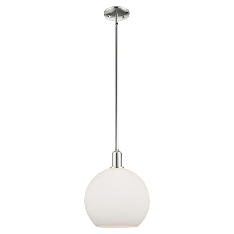 Innovations Athens 12in 1-Light Mini Pendant | Industrial Polished Nickel and Matte White Glass | Kitchen Island & Dining Room | Model 716-1S-PN-G121-12
