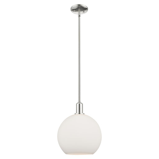 Innovations Athens 12in 1-Light Mini Pendant | Industrial Polished Nickel and Matte White Glass | Kitchen Island & Dining Room | Model 716-1S-PN-G121-12