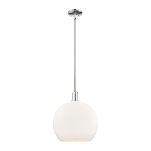Innovations Athens 14in 1-Light Mini Pendant | Industrial Polished Nickel and Matte White Glass | Kitchen Island & Dining Room | Model 716-1S-PN-G121-14