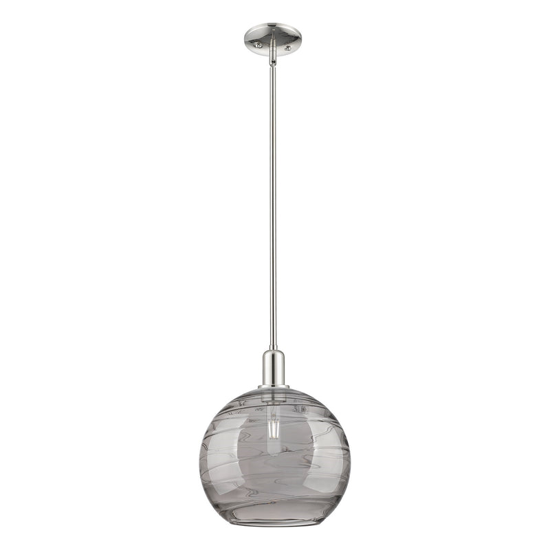 Innovations Athens Deco Swirl 12in 1-Light Mini Pendant | Industrial Polished Nickel and Light Smoke Glass | Kitchen Island & | Model 716-1S-PN-G1213-12SM