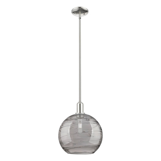 Innovations Athens Deco Swirl 12in 1-Light Mini Pendant | Industrial Polished Nickel and Light Smoke Glass | Kitchen Island & | Model 716-1S-PN-G1213-12SM