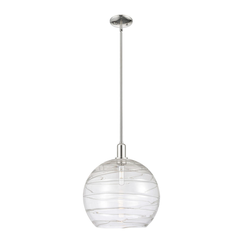 Innovations Athens Deco Swirl 14in 1-Light Mini Pendant | Industrial Polished Nickel Steel and Clear Glass | Kitchen Island & | Model 716-1S-PN-G1213-14CL