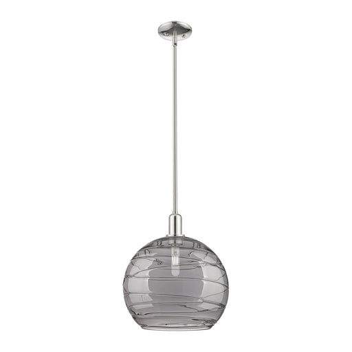 Innovations Athens Deco Swirl 14in 1-Light Mini Pendant | Industrial Polished Nickel and Light Smoke Glass | Kitchen Island | Model 716-1S-PN-G1213-14SM