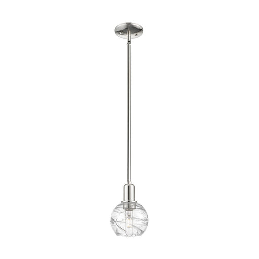 Innovations Athens Deco Swirl 6in 1-Light Mini Pendant | Industrial Modern Polished Nickel and Clear Deco Swirl Glass | Model 716-1S-PN-G1213-6CL