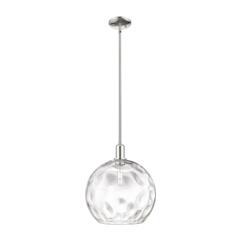 Innovations Athens Water Glass 13in 1-Light Mini Pendant | Industrial Polished Nickel and Clear Glass | Kitchen Island & Dining | Model 716-1S-PN-G1215-14