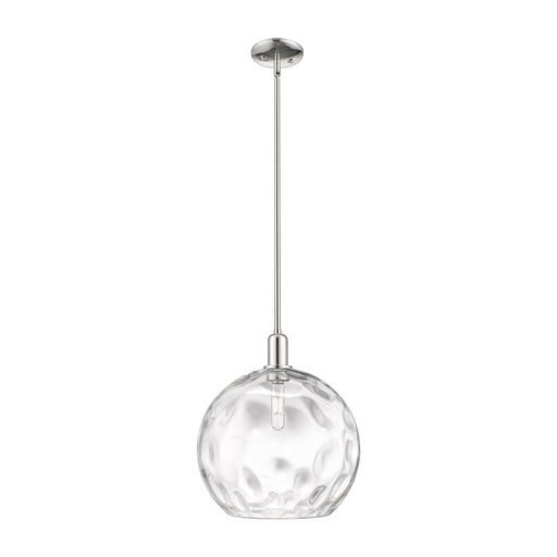 Innovations Athens Water Glass 13in 1-Light Mini Pendant | Industrial Polished Nickel and Clear Glass | Kitchen Island & Dining | Model 716-1S-PN-G1215-14