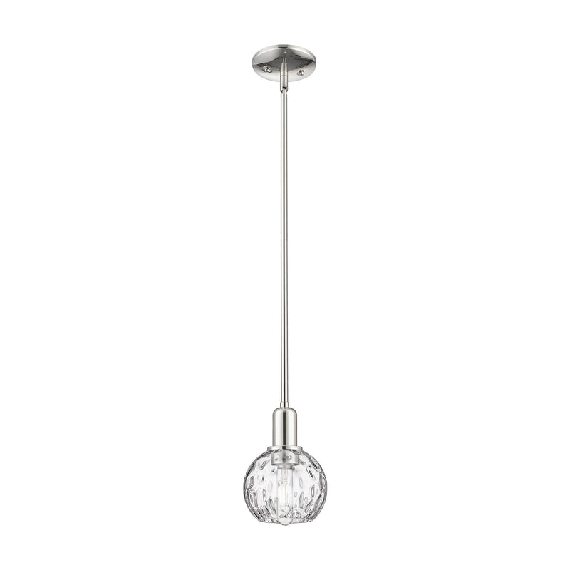 Innovations Athens Water Glass 6in 1-Light Mini Pendant | Industrial Polished Nickel and Clear Water Glass | Kitchen Island & | Model 716-1S-PN-G1215-6