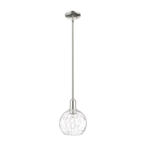 Innovations Athens Water Glass 8in 1-Light Mini Pendant | Industrial Polished Nickel and Clear Glass | Kitchen Island & | Model 716-1S-PN-G1215-8