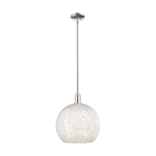 Innovations Lighting White Mouchette 14in 1-Light Mini Pendant | Industrial Modern Polished Nickel and White Glass | Kitchen | Model 716-1S-PN-G1216-14WM