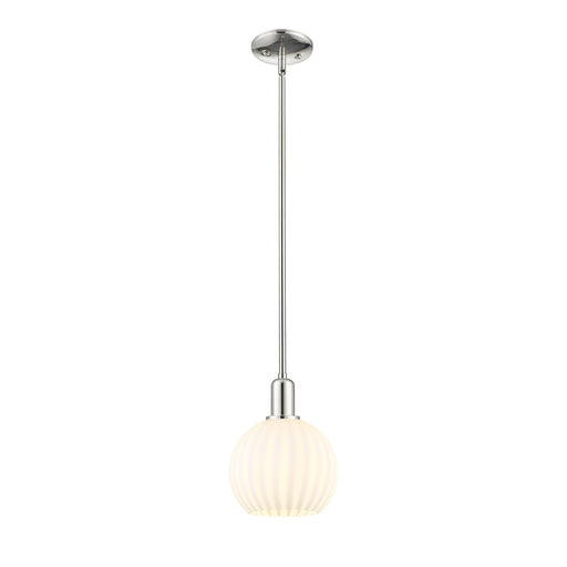 Innovations Lighting Arcadia 8in 1-Light Mini Pendant | Industrial Polished Nickel and White Venetian Glass | Kitchen Island & | Model 716-1S-PN-G1217-8WV