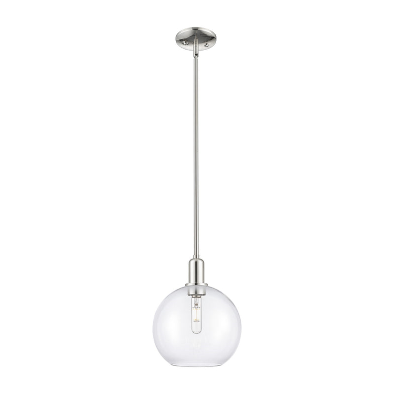 Innovations Athens 10in 1-Light Mini Pendant | Industrial Polished Nickel Steel and Clear Glass | Kitchen Island & Dining Room | Model 716-1S-PN-G122-10
