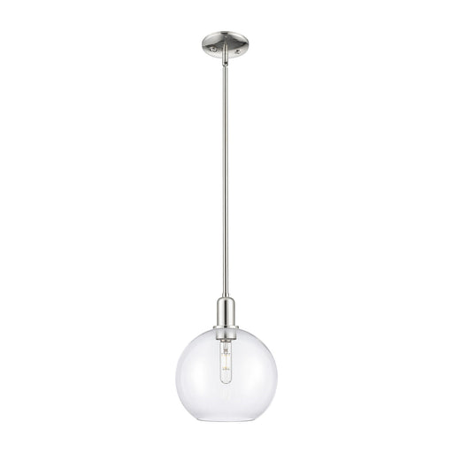 Innovations Athens 10in 1-Light Mini Pendant | Industrial Polished Nickel Steel and Clear Glass | Kitchen Island & Dining Room | Model 716-1S-PN-G122-10
