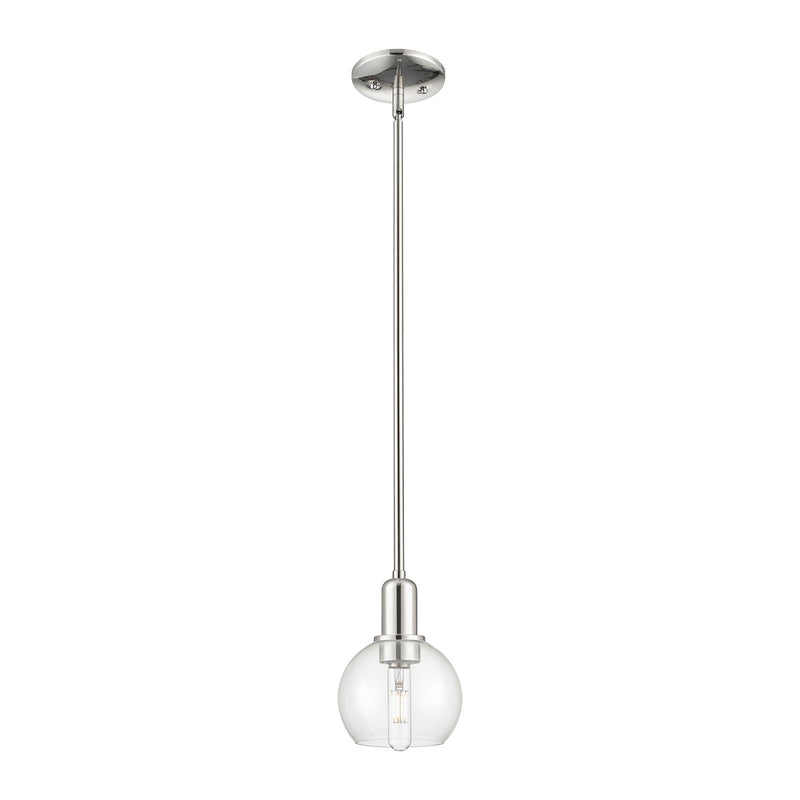 Innovations Athens 6in 1-Light Mini Pendant | Industrial Polished Nickel Steel and Clear Glass | Kitchen Island & Dining Room | Model 716-1S-PN-G122-6