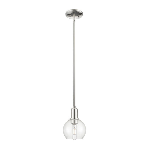 Innovations Athens 6in 1-Light Mini Pendant | Industrial Polished Nickel Steel and Clear Glass | Kitchen Island & Dining Room | Model 716-1S-PN-G122-6