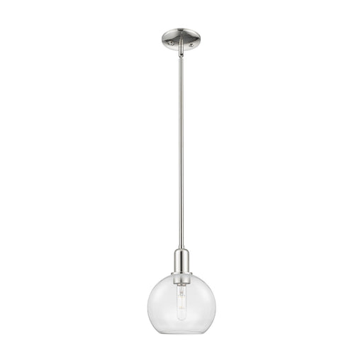 Innovations Athens 8in 1-Light Mini Pendant | Industrial Polished Nickel Steel and Clear Glass | Kitchen Island & Dining Room | 8 | Model 716-1S-PN-G122-8