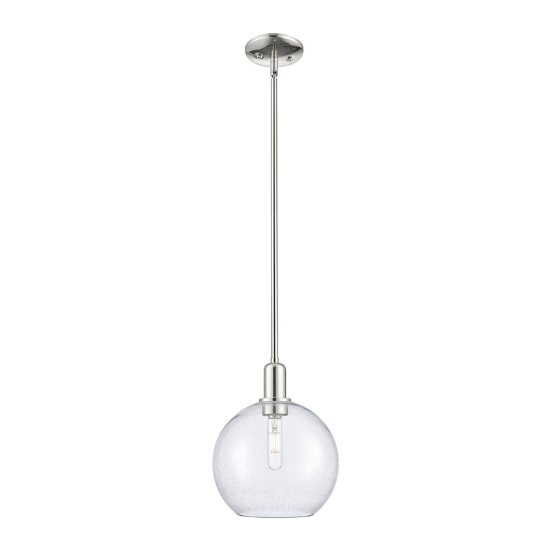 Innovations Athens 10in 1-Light Mini Pendant | Industrial Polished Nickel Steel and Seedy Glass | Kitchen Island & Dining Room | Model 716-1S-PN-G124-10